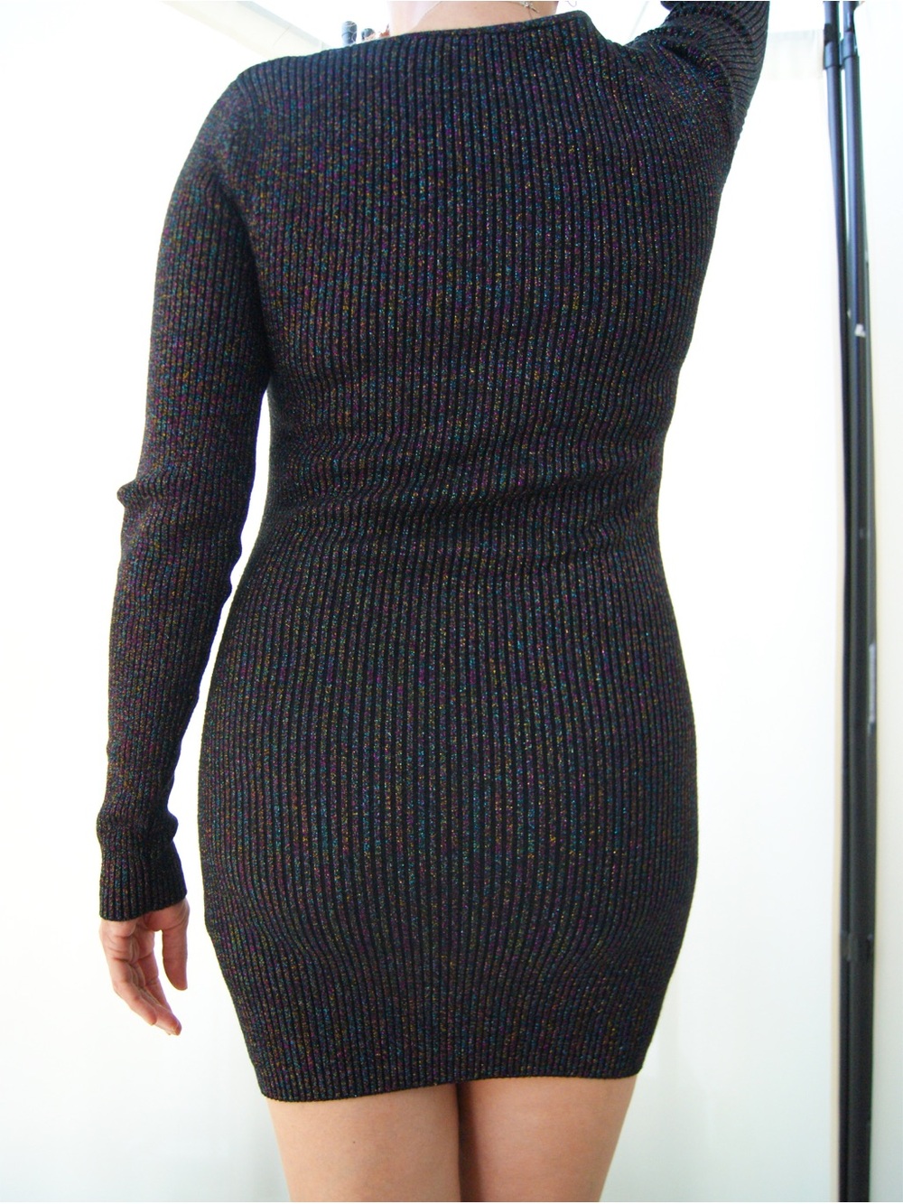 Express Black Knit Dress with Multicolor Metallic strands